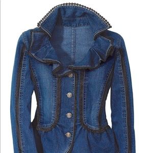 W, Ruffled Denim Jacket, Pyramid Collection, XL